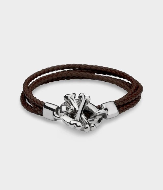 Skull & Crossbones Leather Bracelet by Stephen Einhorn
